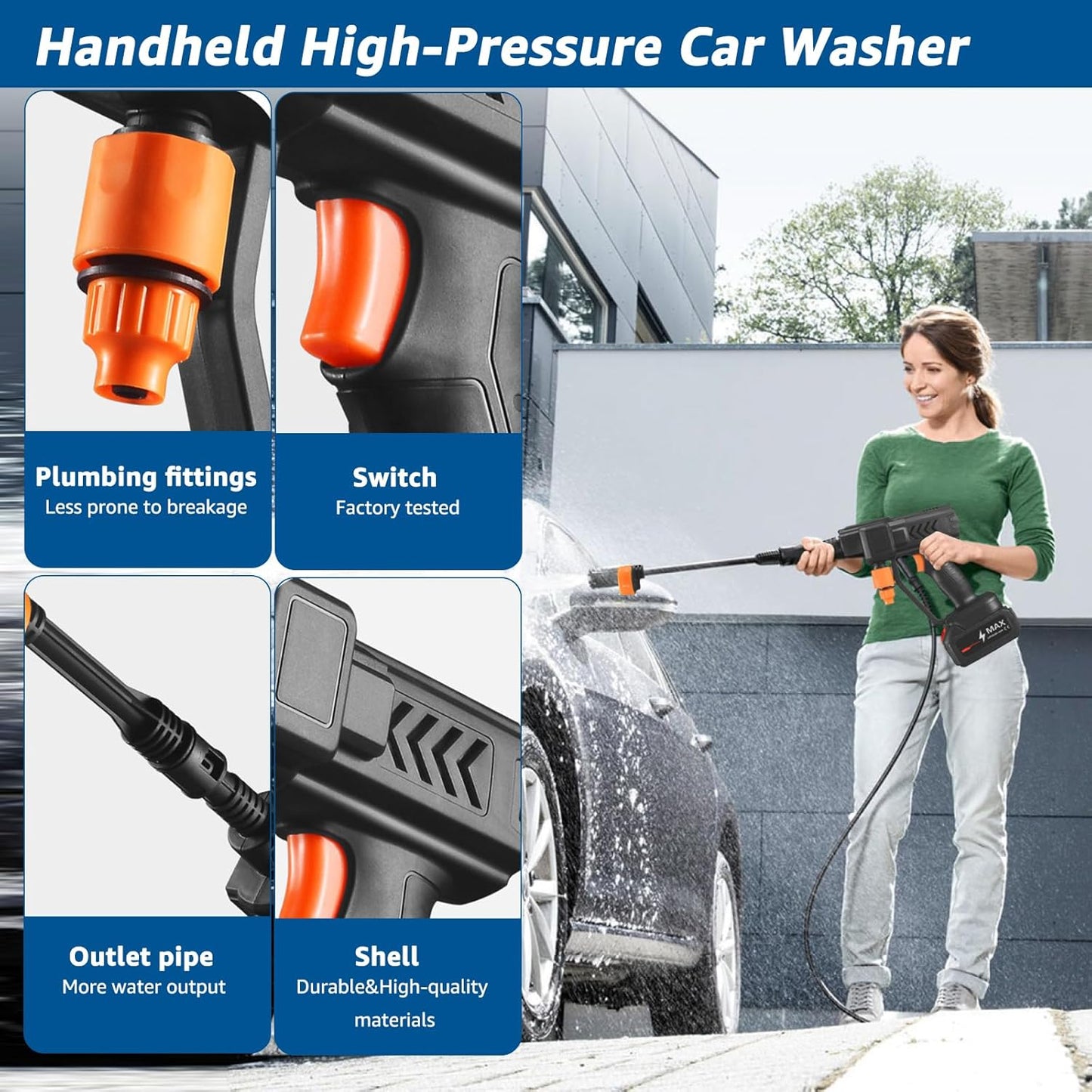 High Pressure Water Cleaning Gun, Car Washer Cleaner 6 Modes Nozzle